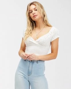 BILLABONG Spring Air Puff Sleeves Top SALT CRYSTAL