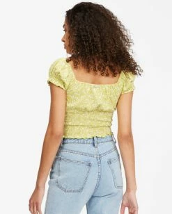 BILLABONG Spring Air Short Sleeve Knit Top LIME -Women Clothing Shop abjkt00332 billabongw lim bck1
