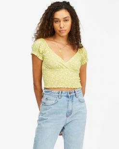BILLABONG Spring Air Short Sleeve Knit Top LIME