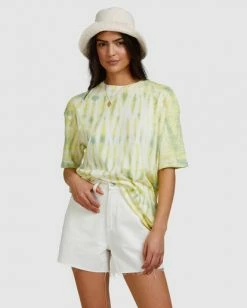 BILLABONG Tie-Dye Tee T-Shirt LIME -Women Clothing Shop abjkt00336 billabongw lim frt2