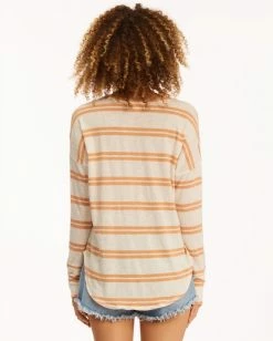 BILLABONG Any Day Top Long Sleeve Henley Top CHARCOAL -Women Clothing Shop abjkt00338 billabongw mul bck1