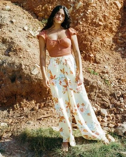 BILLABONG Wandering Heart Elastic Waist Pants COSTA BLUE 2 BILLABONG Wandering Heart Elastic Waist Pants COSTA BLUE - Image 2