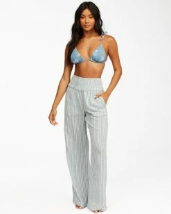 BILLABONG New Waves 2 Wide Leg Beach Pants WHITE/MULTI -Women Clothing Shop abjnp00127 billabongw bsm frt1