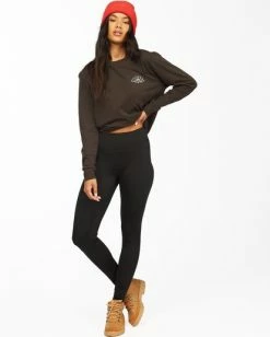 BILLABONG A/Div Adventure High-Waist Leggings BLACK PEBBLE -Women Clothing Shop abjnp00145 billabongw bpb frt1