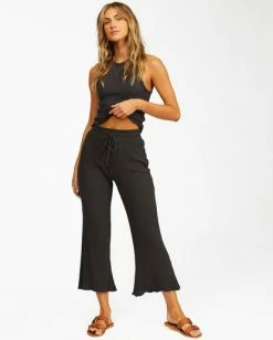 BILLABONG Come Through Cropped Flared Pants OFF BLACK