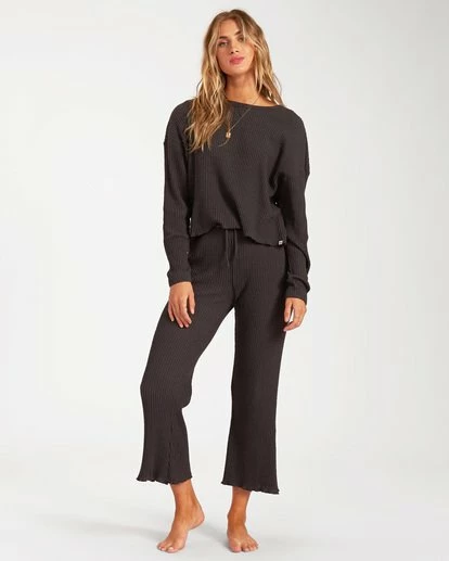 BILLABONG Come Through Cropped Flared Pants OFF BLACK 4 BILLABONG Come Through Cropped Flared Pants OFF BLACK - Image 4