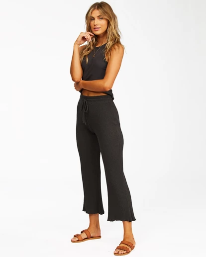 BILLABONG Come Through Cropped Flared Pants OFF BLACK 2 BILLABONG Come Through Cropped Flared Pants OFF BLACK - Image 2