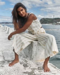 BILLABONG Sunset Beach Cropped Wide-Leg Pants NATURAL