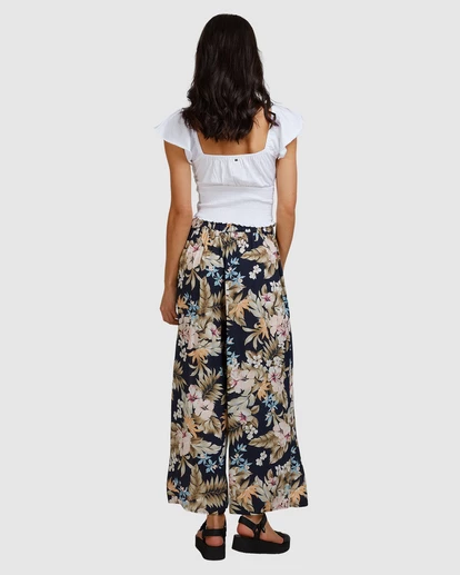 BILLABONG Tropicool Wide-Leg Floral Pants OFF BLACK 4 BILLABONG Tropicool Wide-Leg Floral Pants OFF BLACK - Image 4