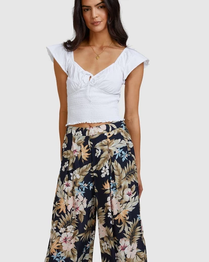 BILLABONG Tropicool Wide-Leg Floral Pants OFF BLACK 6 BILLABONG Tropicool Wide-Leg Floral Pants OFF BLACK - Image 6