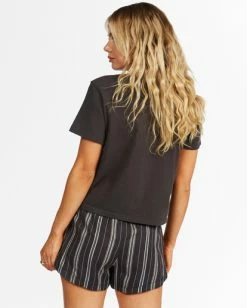 BILLABONG Road Trippin' Yarn-Dyed Elastic Waist Shorts BRONZE -Women Clothing Shop abjns00100 billabongw bk1 bck1