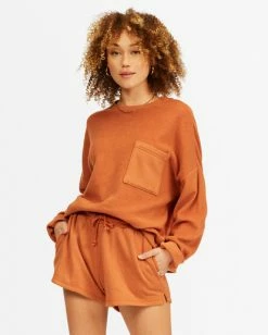 BILLABONG New Tides Sweatshorts BRONZE 10 BILLABONG New Tides Sweatshorts BRONZE -Women Clothing Shop abjns00162 billabongw brz frt2