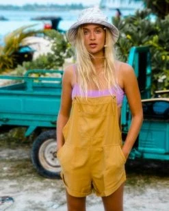 BILLABONG Wild Pursuit Short Overall WILD HONEY -Women Clothing Shop abjns00175 billabongl wdh frt1
