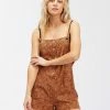 BILLABONG Wave Watch Short Overall Romper TOFFEE