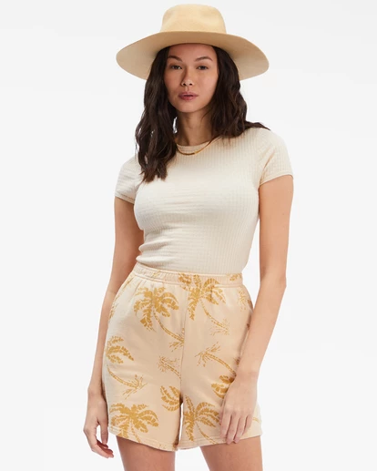 BILLABONG Surf Classic 5 Printed High-Waist Sweatshorts RAFFIA 1 BILLABONG Surf Classic 5 Printed High-Waist Sweatshorts RAFFIA