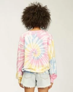 BILLABONG Sunny Rays Tie-Dye Crew Neck Sweatshirt MULTI -Women Clothing Shop abjsf00128 billabongwg mul sd1