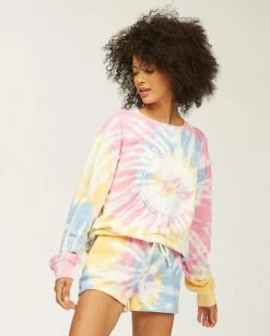 BILLABONG Sunny Rays Tie-Dye Crew Neck Sweatshirt MULTI -Women Clothing Shop abjsf00128 billabongwg mul sd2