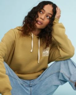 BILLABONG Know The Feeling Pullover Hoodie LIGHT OLIVE -Women Clothing Shop abjsf00200 billabongw lto dtl1