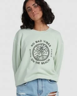 BILLABONG Palm Vibes Sweatshirt HONEY DEW 9 BILLABONG Palm Vibes Sweatshirt HONEY DEW -Women Clothing Shop abjsf00211 billabongw gbq0 dtl1