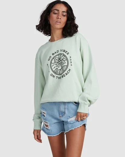 BILLABONG Palm Vibes Sweatshirt HONEY DEW 1 BILLABONG Palm Vibes Sweatshirt HONEY DEW