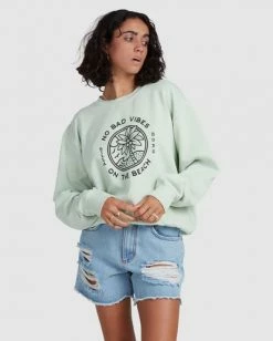 BILLABONG Palm Vibes Sweatshirt HONEY DEW 8 BILLABONG Palm Vibes Sweatshirt HONEY DEW -Women Clothing Shop abjsf00211 billabongw gbq0 frt2