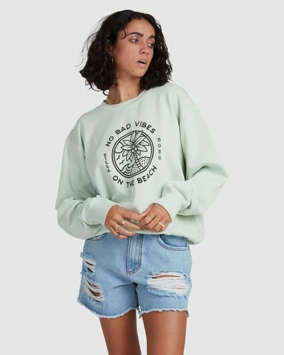 BILLABONG Palm Vibes Sweatshirt HONEY DEW 4 BILLABONG Palm Vibes Sweatshirt HONEY DEW - Image 4