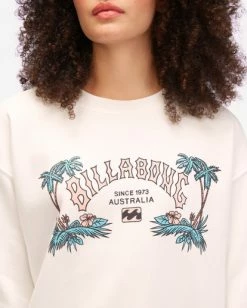 BILLABONG Heritage Palm Crewneck Sweatshirt SALT CRYSTAL 7 BILLABONG Heritage Palm Crewneck Sweatshirt SALT CRYSTAL -Women Clothing Shop abjsf00266 billabongw scs dtl1