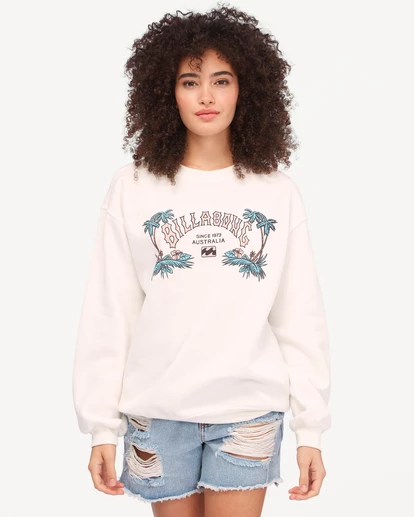 BILLABONG Heritage Palm Crewneck Sweatshirt SALT CRYSTAL 1 BILLABONG Heritage Palm Crewneck Sweatshirt SALT CRYSTAL