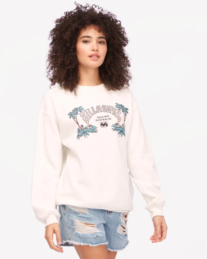 BILLABONG Heritage Palm Crewneck Sweatshirt SALT CRYSTAL 2 BILLABONG Heritage Palm Crewneck Sweatshirt SALT CRYSTAL - Image 2