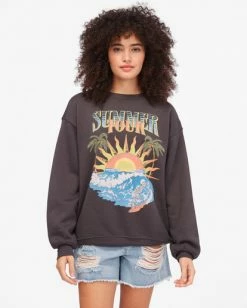 BILLABONG Summer Tour Crewneck Sweatshirt OFF BLACK