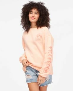 BILLABONG Stars Are Aligned Crewneck Sweatshirt TROPICAL PEACH
