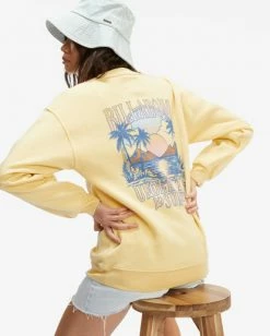 BILLABONG Ocean Scenes Crewneck Sweatshirt MELLOW YELLOW