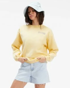 BILLABONG Ocean Scenes Crewneck Sweatshirt MELLOW YELLOW -Women Clothing Shop abjsf00281 billabongw mly sd1