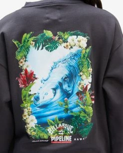 BILLABONG Pipeline Tube Crewneck Sweatshirt OFF BLACK -Women Clothing Shop abjsf00300 billabongw ofb dtl1