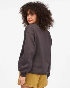 BILLABONG Day Dream Away Crewneck Sweatshirt OFF BLACK -Women Clothing Shop abjsf00315 billabongw ofb bck1