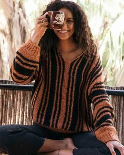 BILLABONG Laid Back Deep-V Sweater OFF BLACK -Women Clothing Shop abjsw00134 billabongl czk0 frt1