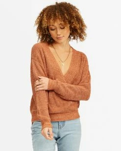 BILLABONG Bring It Cross-Wrap Sweater WHITE CAP 7 BILLABONG Bring It Cross-Wrap Sweater WHITE CAP -Women Clothing Shop abjsw00135 billabongw brz frt1