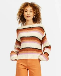 BILLABONG Seeing Double Crop Crewneck Sweater TOFFEE 11 BILLABONG Seeing Double Crop Crewneck Sweater TOFFEE -Women Clothing Shop abjsw00152 billabongw lul frt1