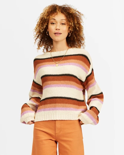 BILLABONG Seeing Double Crop Crewneck Sweater TOFFEE 4 BILLABONG Seeing Double Crop Crewneck Sweater TOFFEE - Image 4