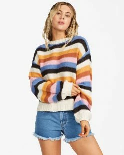 BILLABONG Seeing Double Crop Crewneck Sweater TOFFEE