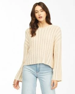 BILLABONG Good Luck Wide Neck Sweater WHITE CAP -Women Clothing Shop abjsw00153 billabongw wcp frt1