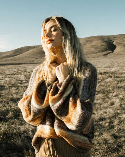 BILLABONG Cuddle Up Striped Pullover Sweater LIT UP LILAC 2 BILLABONG Cuddle Up Striped Pullover Sweater LIT UP LILAC - Image 2