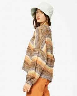 BILLABONG Cuddle Up Striped Pullover Sweater LIT UP LILAC 8 BILLABONG Cuddle Up Striped Pullover Sweater LIT UP LILAC -Women Clothing Shop abjsw00161 billabongw lul sd1