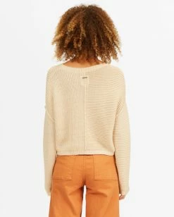 BILLABONG Mixed Up Crop Sweater WHITE CAP -Women Clothing Shop abjsw00163 billabongw wcp bck1