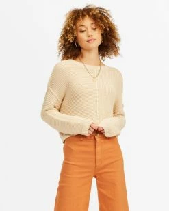 BILLABONG Mixed Up Crop Sweater WHITE CAP
