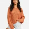BILLABONG Forever Golden V-Neck Pullover Sweater WHITE CAP