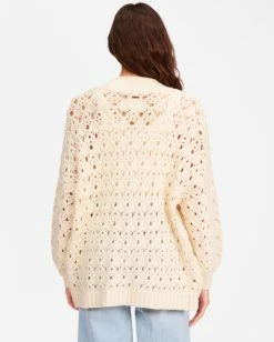 BILLABONG Hideaway Open Front Cardigan Sweater WHITE CAP -Women Clothing Shop abjsw00175 billabongw wcp bck1