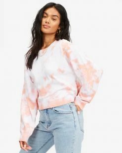 BILLABONG Under The Sun Crewneck Sweatshirt MELON -Women Clothing Shop abjsw00184 billabongw mel sd1