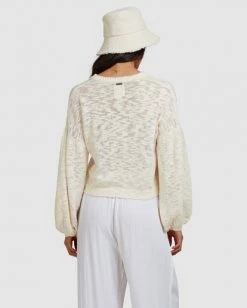 BILLABONG Sunray Sweater WHITE -Women Clothing Shop abjsw00190 billabongw wht bck1