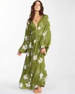 BILLABONG Night Bloom Long Sleeve Maxi Dress BLACK -Women Clothing Shop abjwd00151 billabongw frn frt1